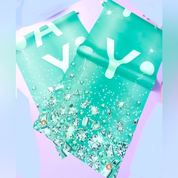 WILLBOND Teal/Sliver Happy Birthday 2pc hanging Door Banner Decor size71x12 NWOT - Picture 5 of 5